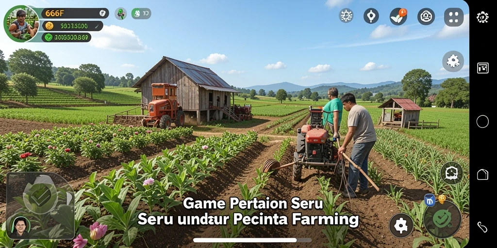 Screenshot gameplay 666F menampilkan aktivitas bertani yang menyenangkan dan menarik.