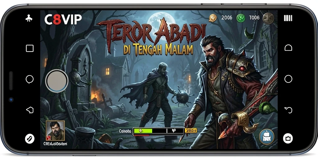 Tangkapan layar C8VIP menampilkan momen mencekam dari permainan yang menakutkan.