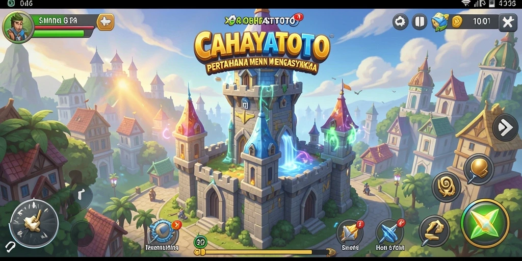 Tampilan gameplay menara yang menegangkan dalam CAHAYATOTO.