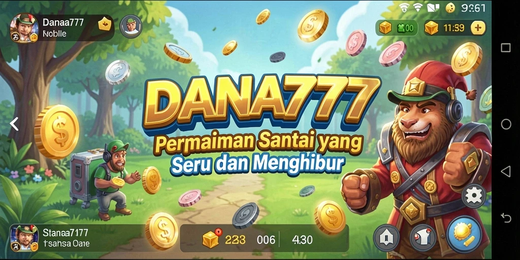 Tampilan gameplay DANA777 yang ceria dan penuh warna.