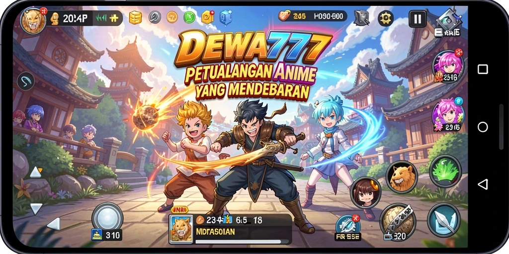 Tampilan permainan DEWA777 dengan karakter anime yang menawan.