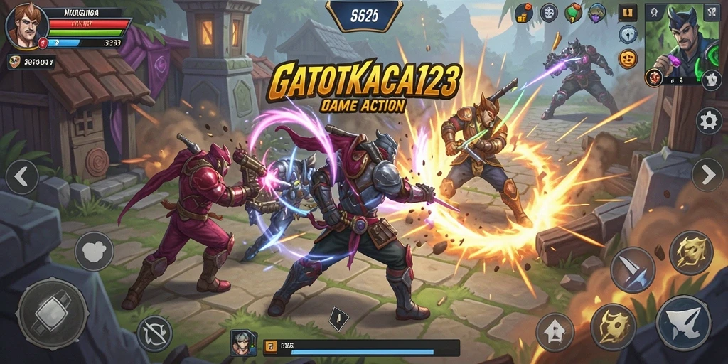 Tampilan seru dari gameplay GATOTKACA123 dengan aksi bertarung yang mendebarkan.