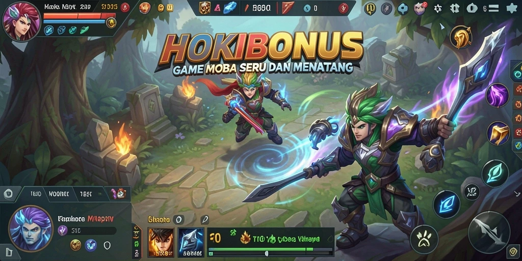 Tampilan dinamis gameplay HOKIBONUS dengan pertempuran tim yang seru.