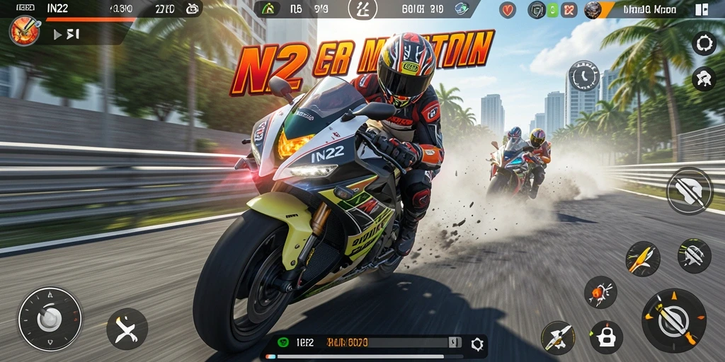 Gameplay seru balapan motor di IN22 dengan grafis menakjubkan.