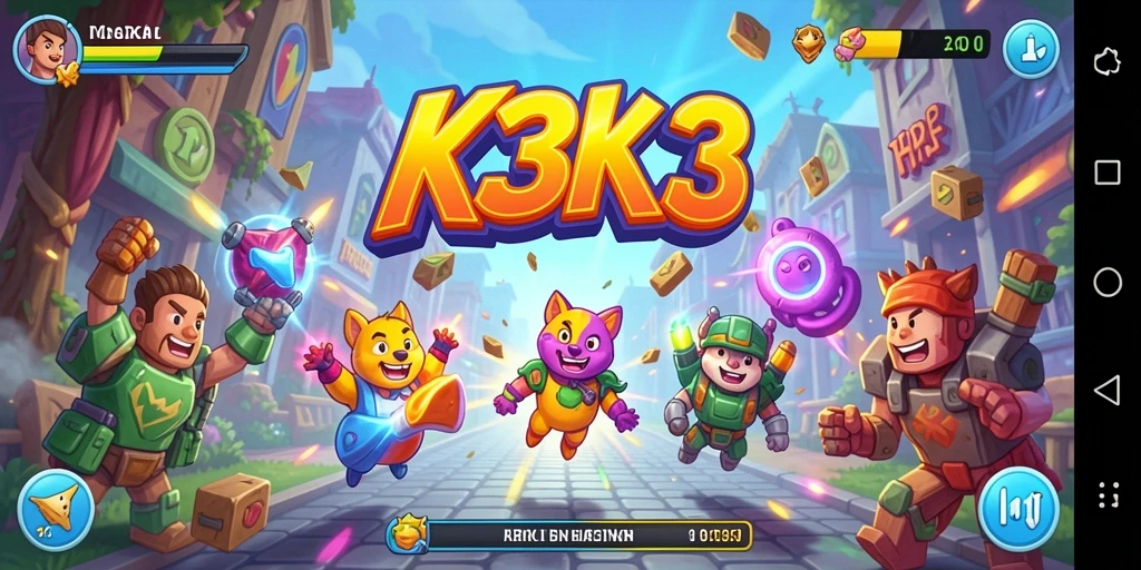 Screenshot K3K3 menampilkan gameplay Arcade yang seru dan penuh aksi.