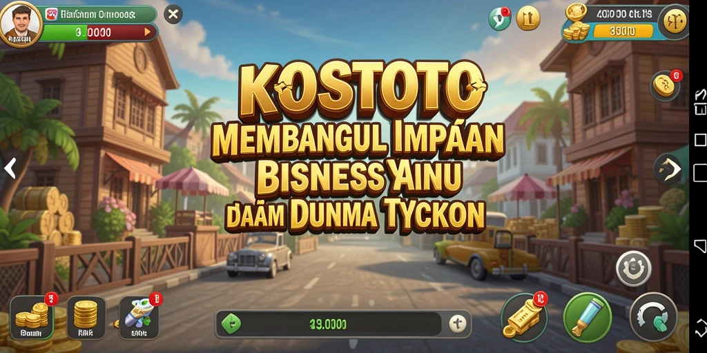 Gameplay unik KOSTOTO yang menampilkan pembangunan bisnis dan interaksi pemain.