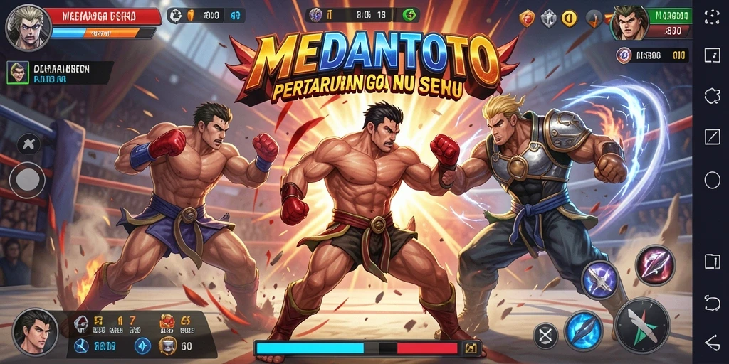Tangkapan layar gameplay MEDANTOTO menunjukkan pertarungan yang seru dan mendebarkan.