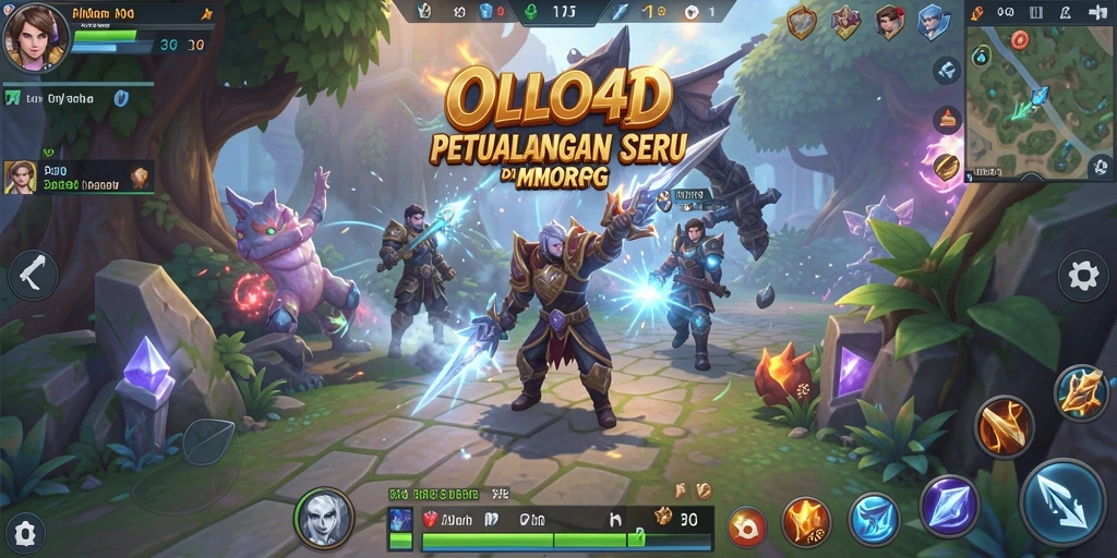 Tampilan gameplay OLLO4D dengan karakter beraksi dalam pertempuran.