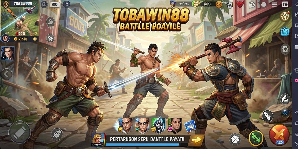 Screenshot gameplay TOBAWIN88 menampilkan aksi seru dalam Battle Royale.